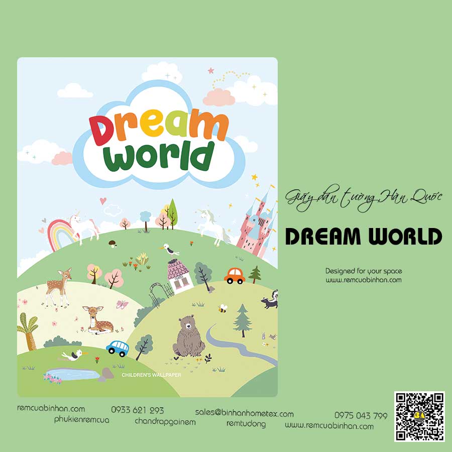 Giấy Dán Tường Trẻ Em DREAM WORLD Mẫu giấy dán tường Hàn Quốc đẹp cho bé