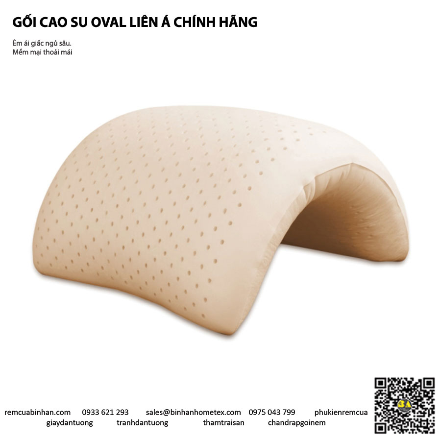 Gối OVAL STANDARD 100% Cao Su Thiên Nhiên LIÊN Á (Có chiết khấu giá gốc cho khách làm rèm cửa)
