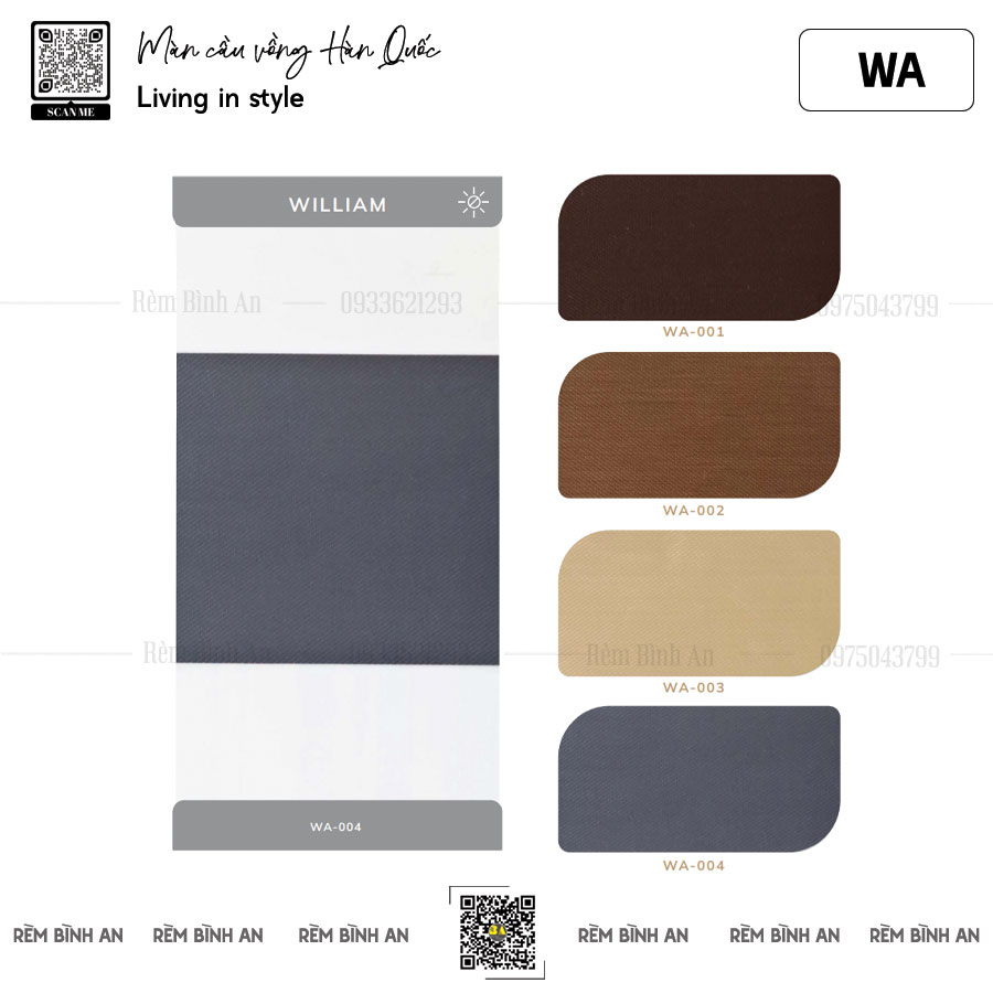 Màn Cầu Vồng PADORA WILLIAM – Chống Nắng, Cản Sáng Hiện Đại