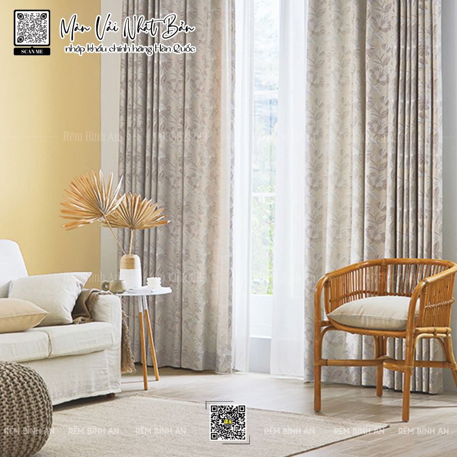 Màn cửa hoa văn vintage Nhật Bản