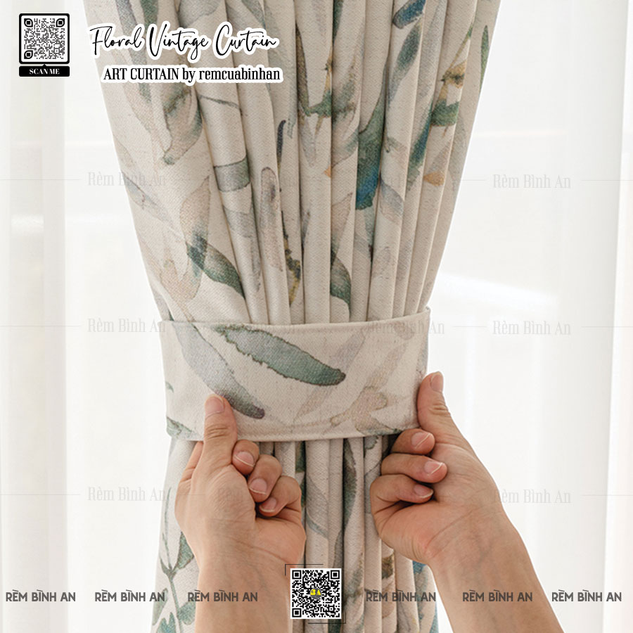 Màn Cửa Hoa Văn Vintage - Nhẹ Nhàng, Xinh Xắn FLORAL GARDEN 1