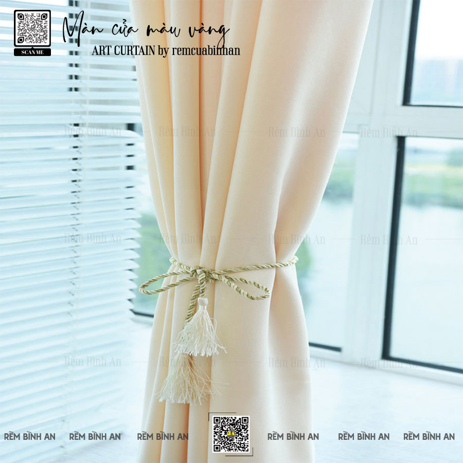 Màn Cửa Màu Vàng - Sang Trọng, Phối Tường Xanh, Vàng Gà