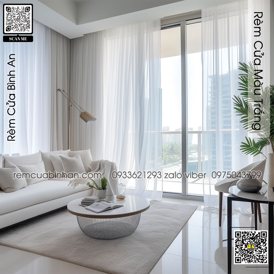 Màn cửa màu trắng tinh khiết | Rèm cửa Bình An