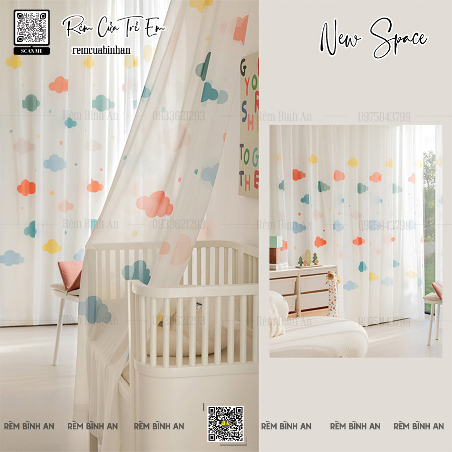 Màn Cửa Trẻ Em THE SPACE, Nhập Khẩu, Hoạt Hình Đáng Yêu Cho Bé
