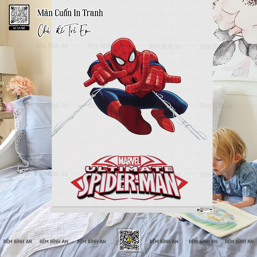 Màn cuốn Spider Man - rèm cửa sổ siêu anh hùng cho bé