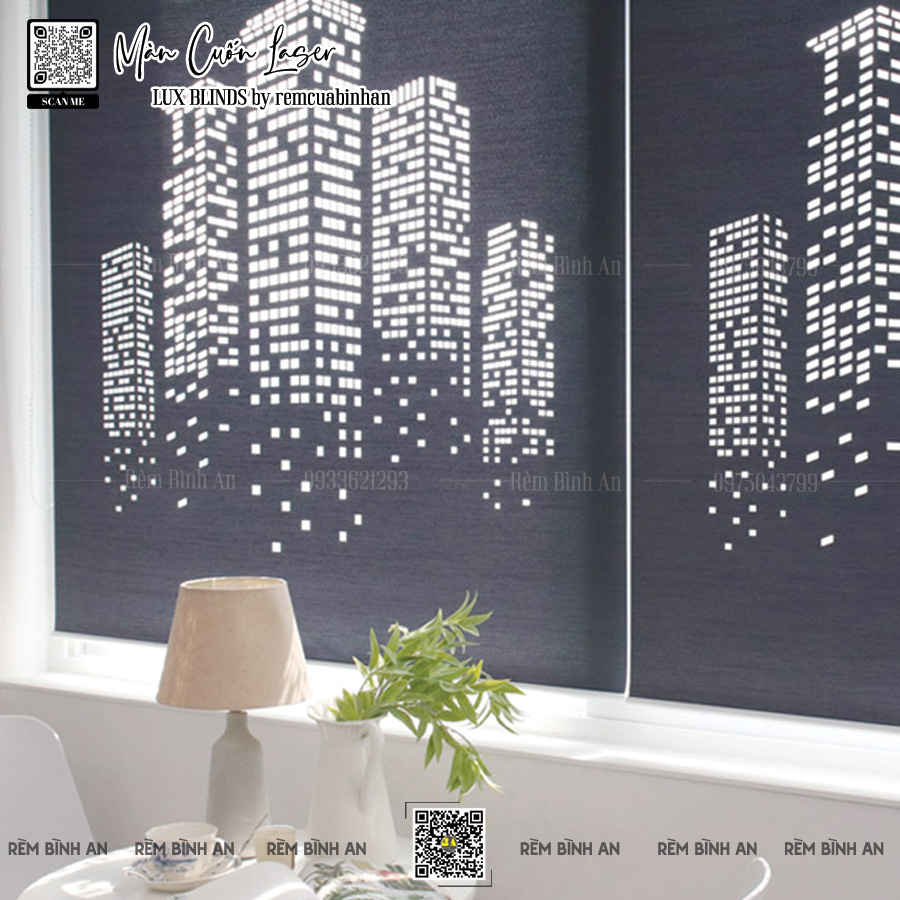 Màn Cuốn Xuyên Sáng Cắt Laser Tranh Thành Phố