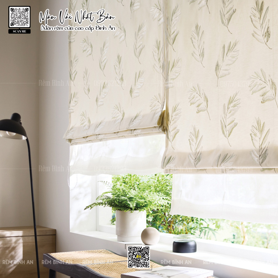 Màn đẹp villa vải Nhật Bản - Rèm hoa văn cao cấp