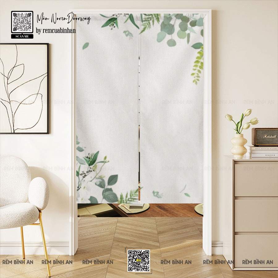 Màn Noren Hoa Văn Vintage - Rèm Cửa Hoa Nhí Phòng Ngủ