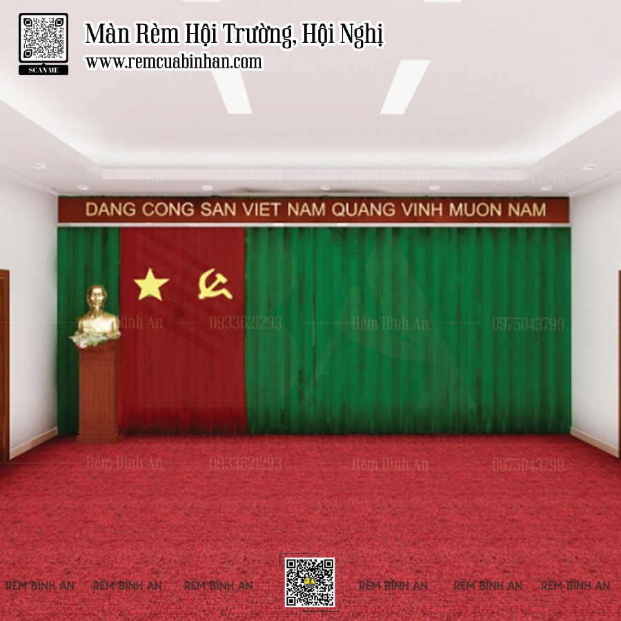 Màn Rèm Sân Khấu Hội Nghị Vải Nhung Cao Cấp