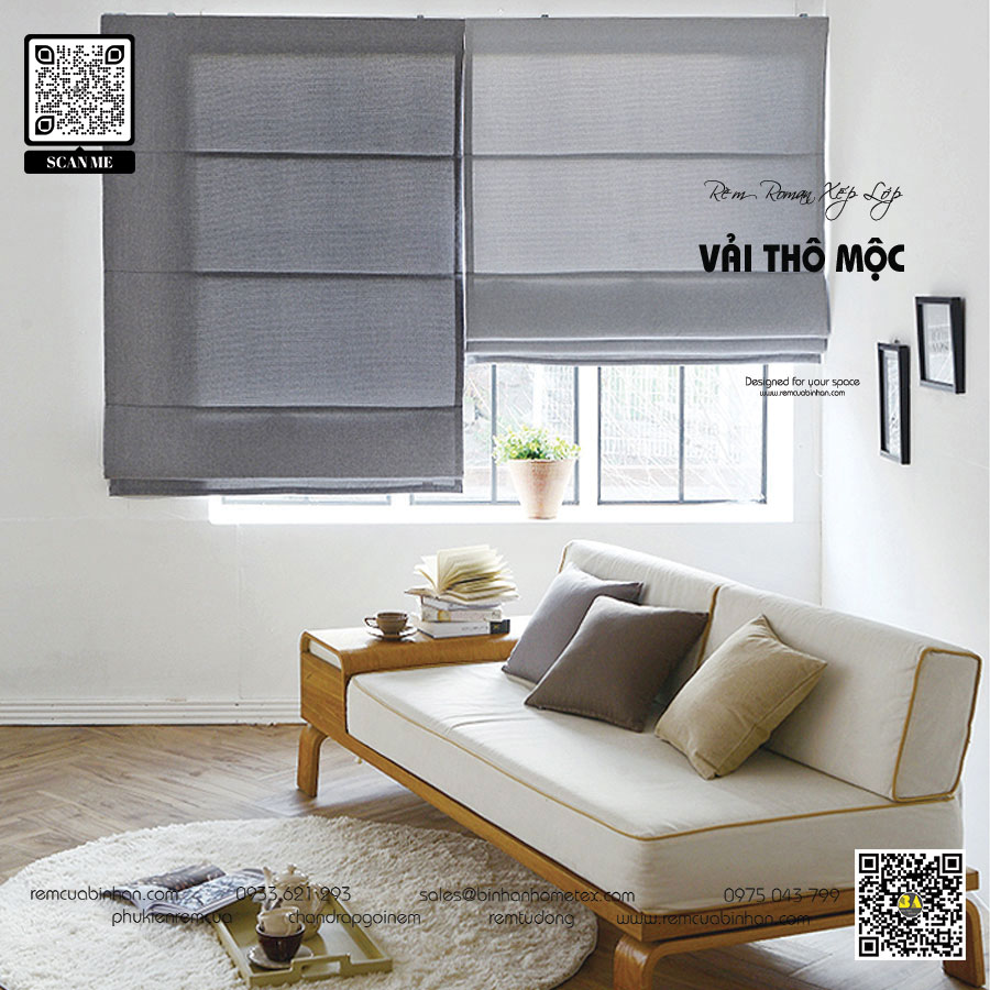 Màn Roman Xếp Lớp Rèm Cửa Sổ Nhà Ở, Văn Phòng HD01