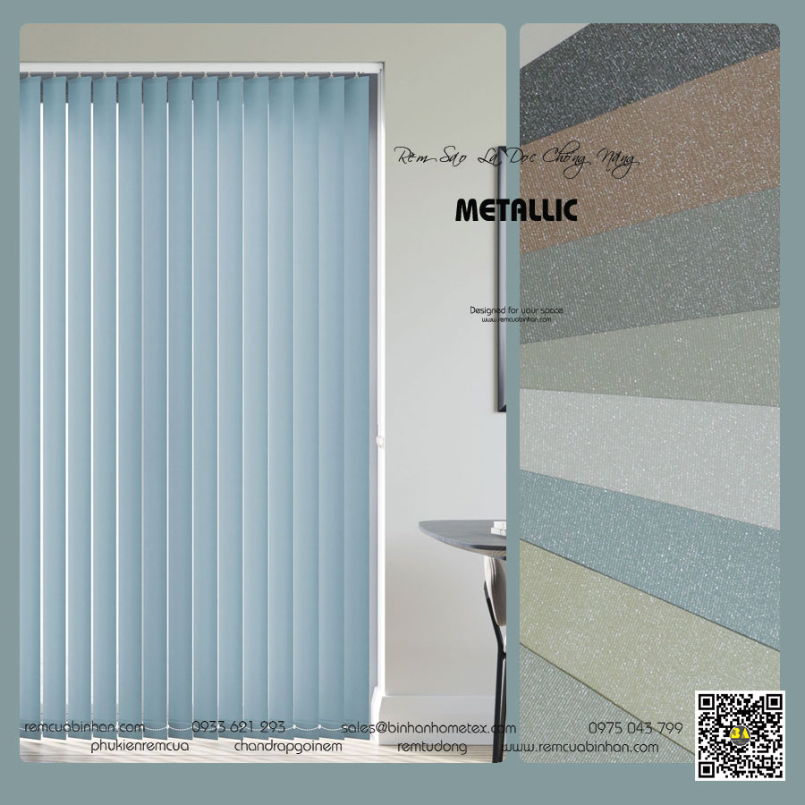 Rèm sáo lá dọc vải ánh kim - Mẫu mới nhất METALLIC