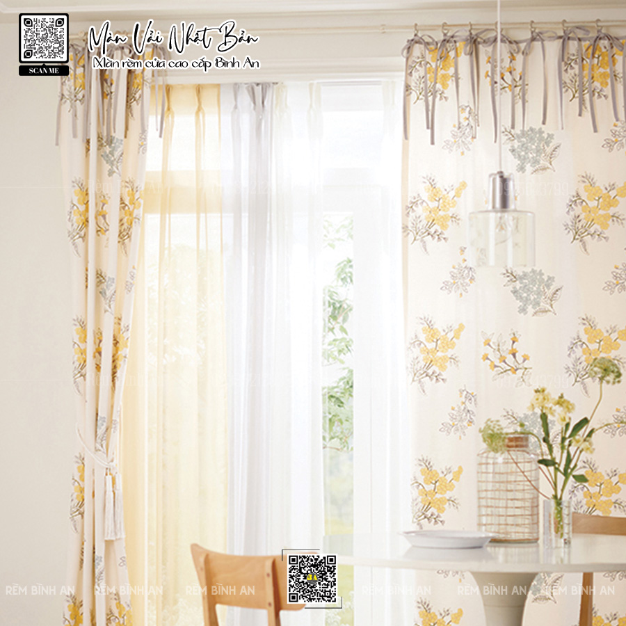 Màn thêu hoa văn Nhật Bản cao cấp