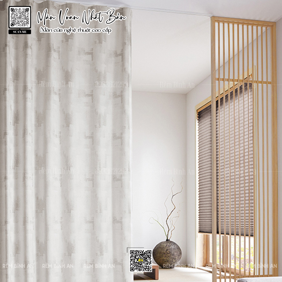 Màn vải Nhật Bản họa tiết Japandi