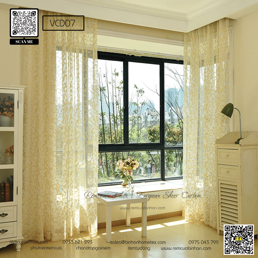 Màn Voan Cổ Điển Damask Rèm Voan Lót VCD07