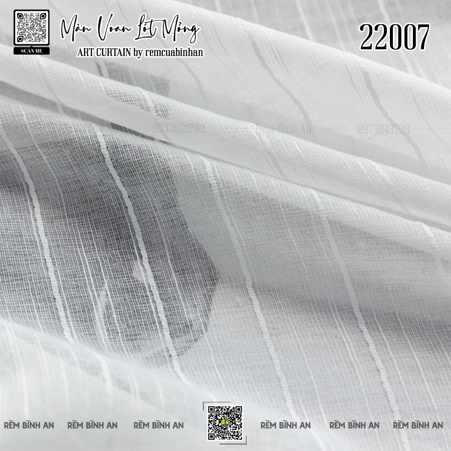 Màn Voan Sọc Trắng Thô Mộc Bắc Âu 22007