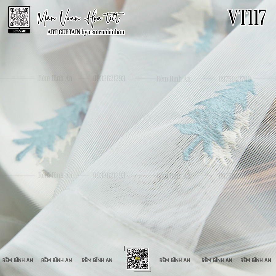 Màn Voan Thêu Cây Thông Bắc Âu VT117