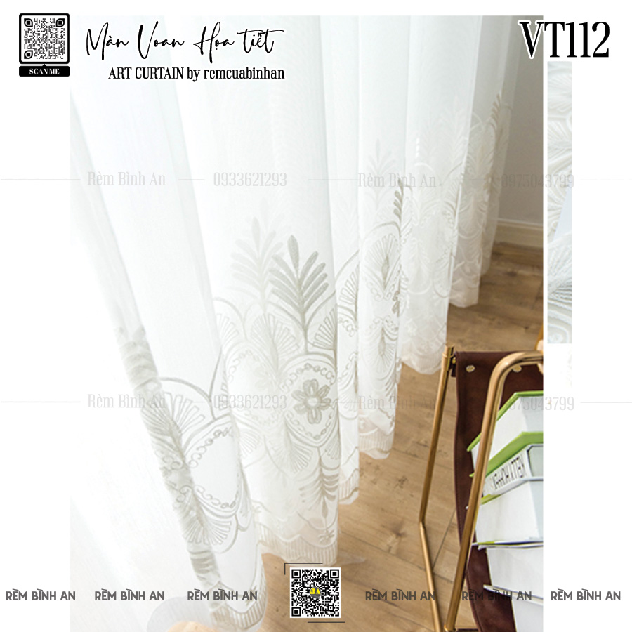Màn Voan Thêu Damask Cổ Điển VT112