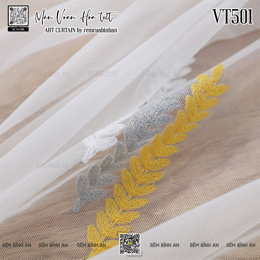 Màn Voan Thêu Họa Tiết Bắc Âu VT501