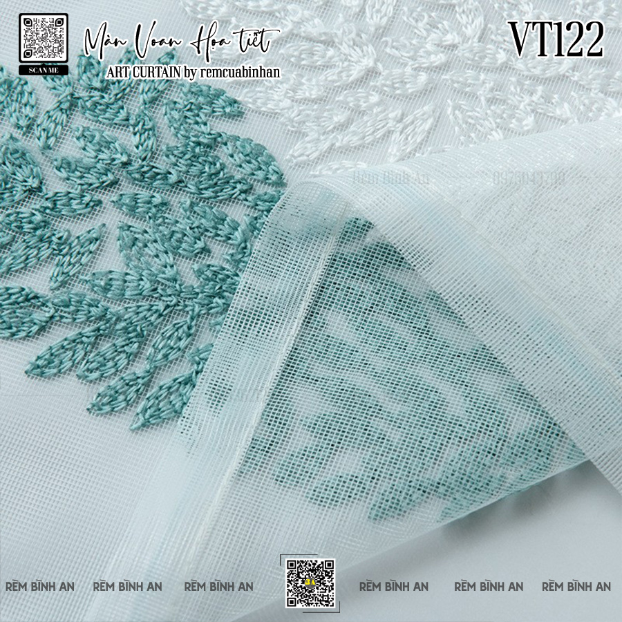 Màn Voan Thêu Lá Cây Bắc Âu VT122