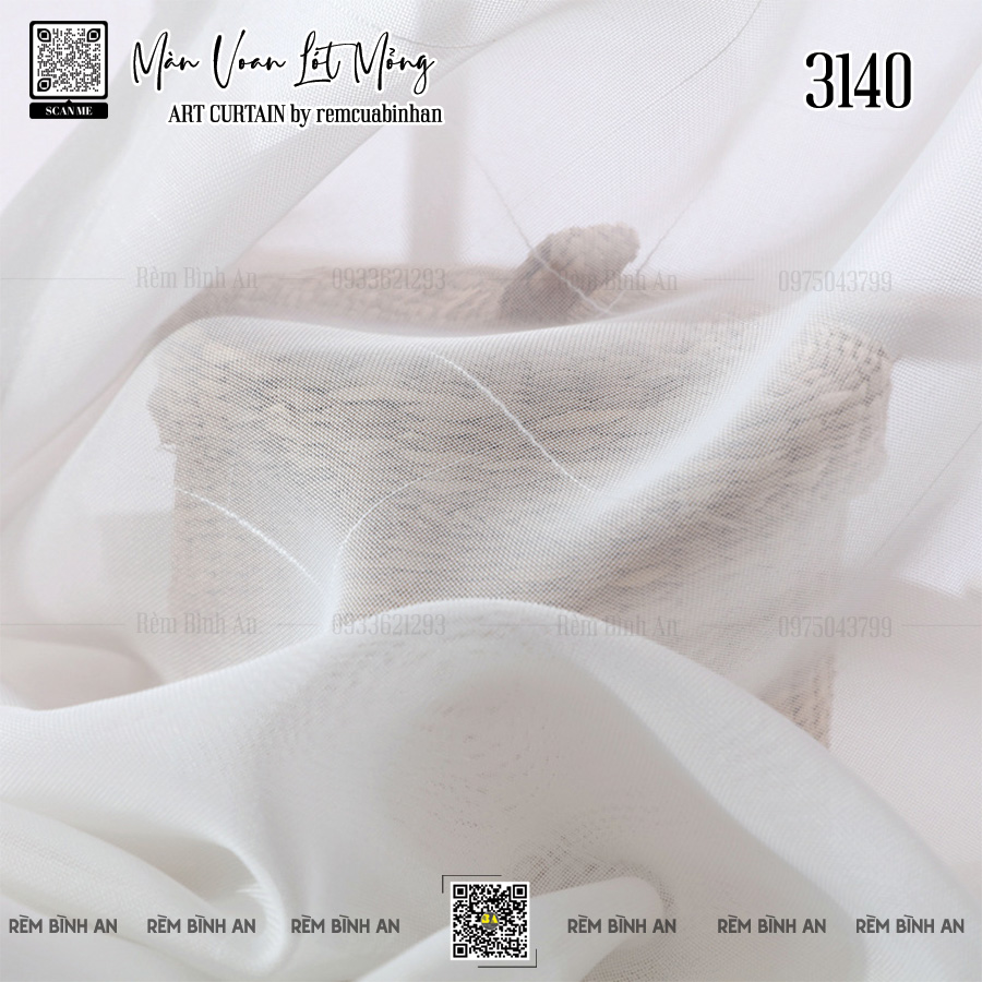 Màn Voan Trắng Xượt Linen Rũ Mềm - Đẹp Và Dày Dặn VS3140
