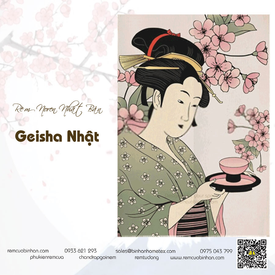 Rèm Noren Nhật Bản Geisha – Cửa Ngăn Phong Cách Truyền Thống