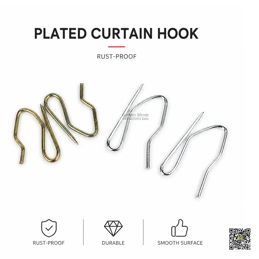 COMBO Trên 100 Cái Móc Rèm Cửa Chữ S SK01 Màu Vàng | S Hook Kim Loại Cho Rèm Vải Xếp Ly