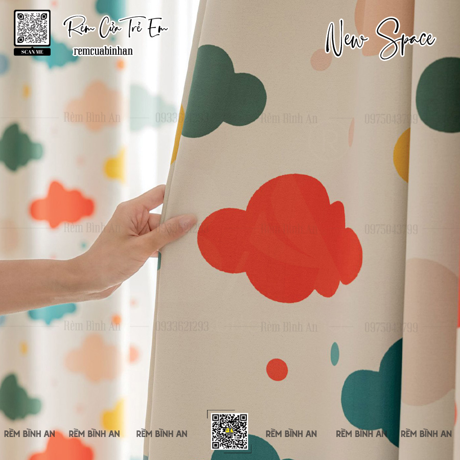 NEW SPACE Rèm Cửa Họa Tiết Đám Mây Bầu Trời