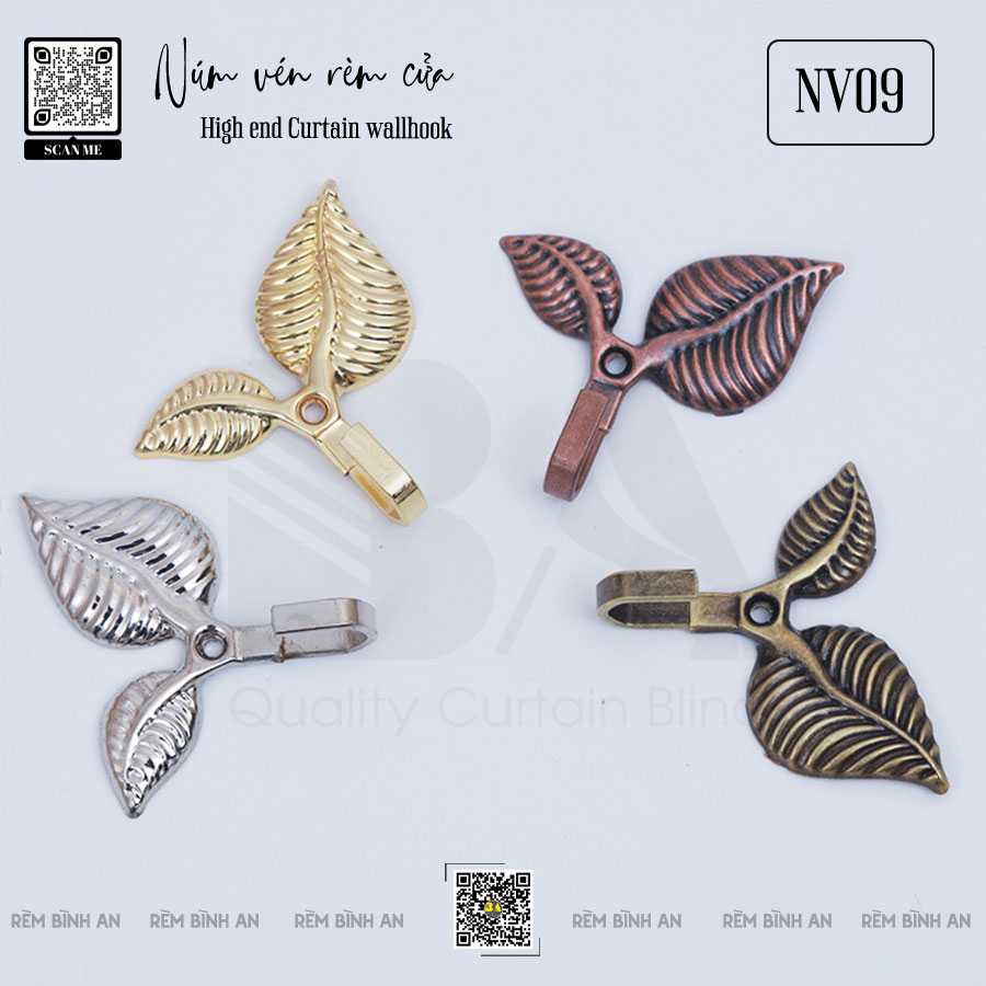 Núm vén rèm lá tối giản - phụ kiện rèm Bắc Âu, nhẹ nhàng NV09