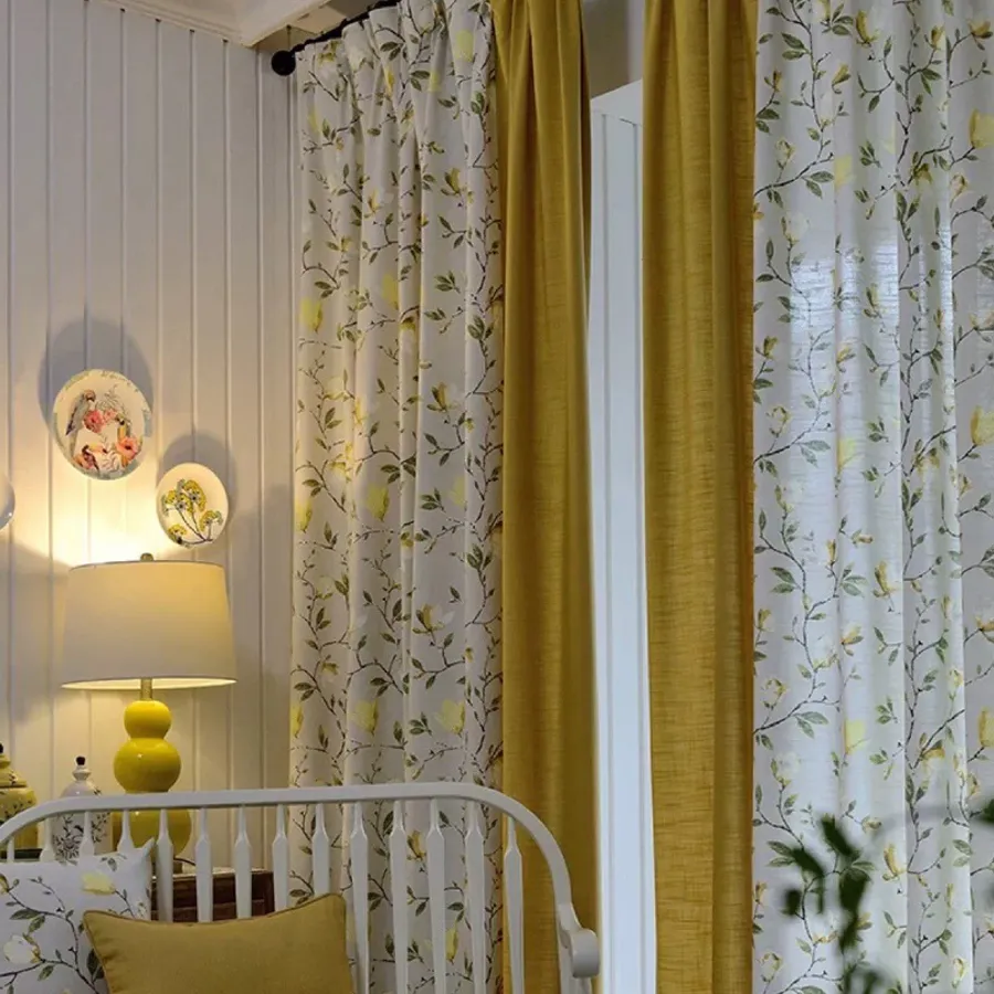 PLUM BLOSSOM Rèm Vải Hoa Mận Vintage Cao Cấp