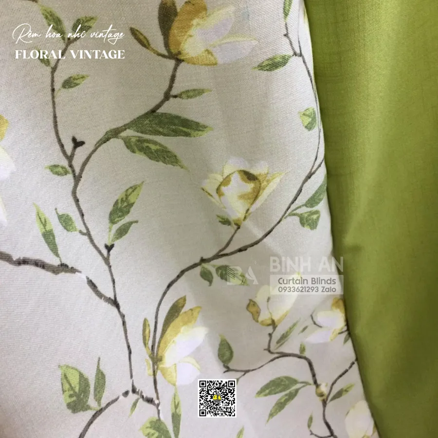 PLUM BLOSSOM Rèm Vải Hoa Mận Vintage Cao Cấp