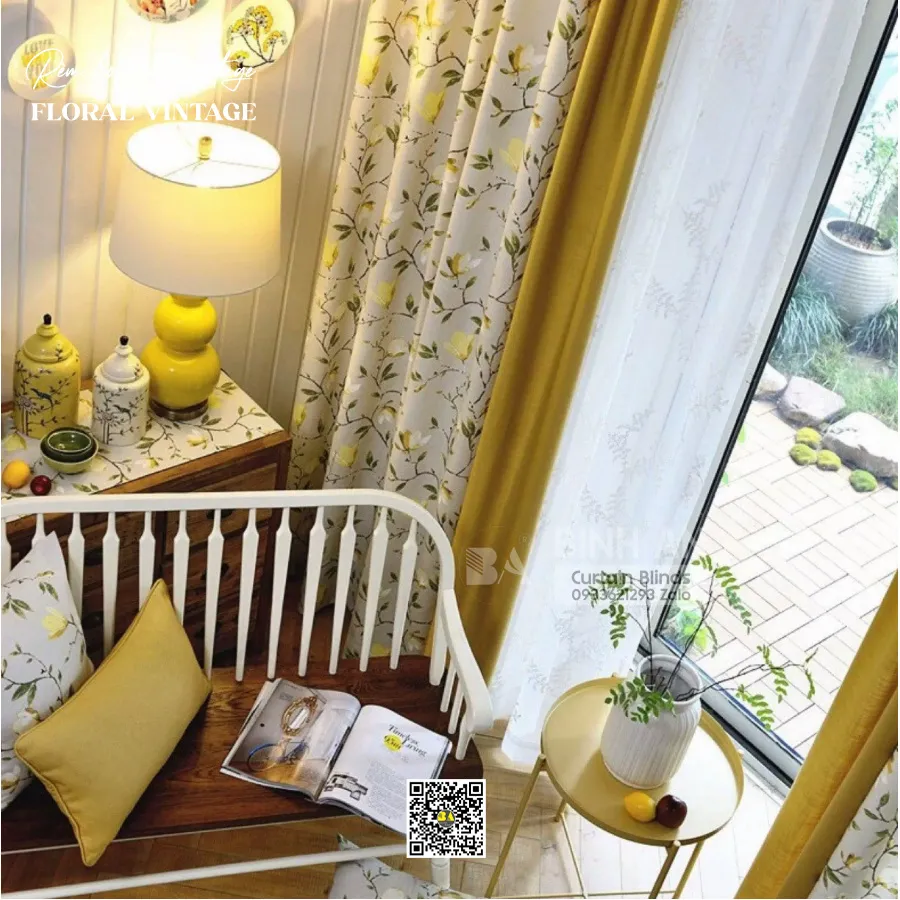 PLUM BLOSSOM Rèm Vải Hoa Mận Vintage Cao Cấp | RÈM BÌNH AN-4