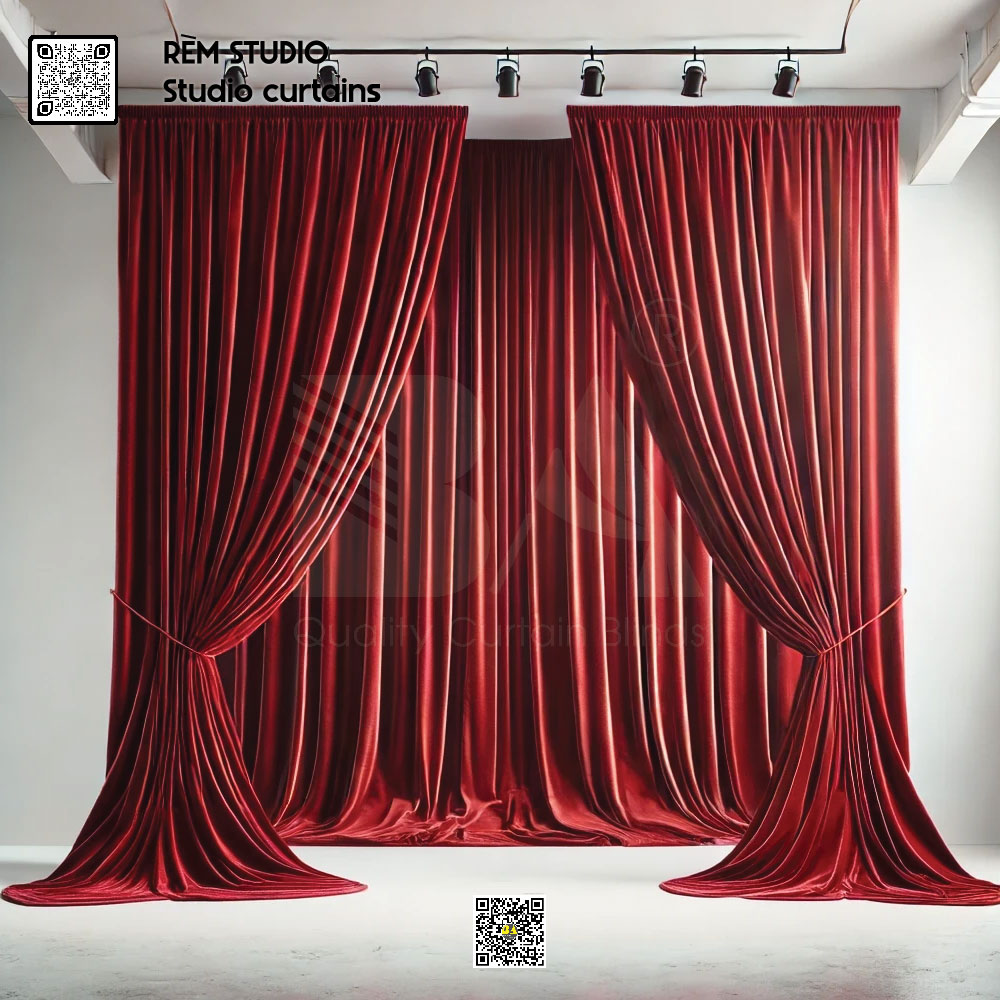 RÈM BÌNH AN - Màn Cửa Studio Nhung Đỏ - Phong Cách Châu Âu