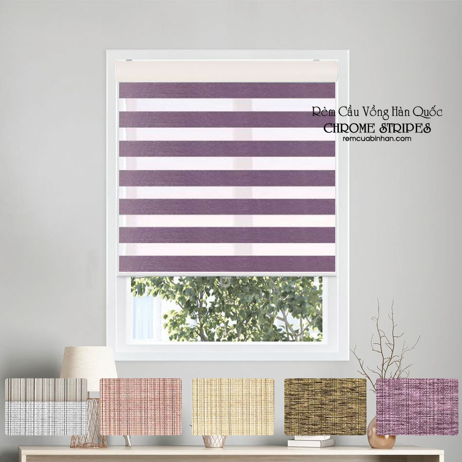 Rèm Cầu Vồng Hàn Quốc CHROME STRIPES Màn Cửa Sổ Rèm Văn Phòng, Nhà ở Cao Cấp