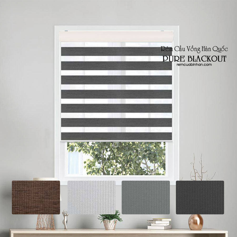 Rèm Cầu Vồng Hàn Quốc PURE BLACKOUT Màn Cửa Sổ Rèm Cuốn Cầu Vồng Nhà Ở, Văn Phòng