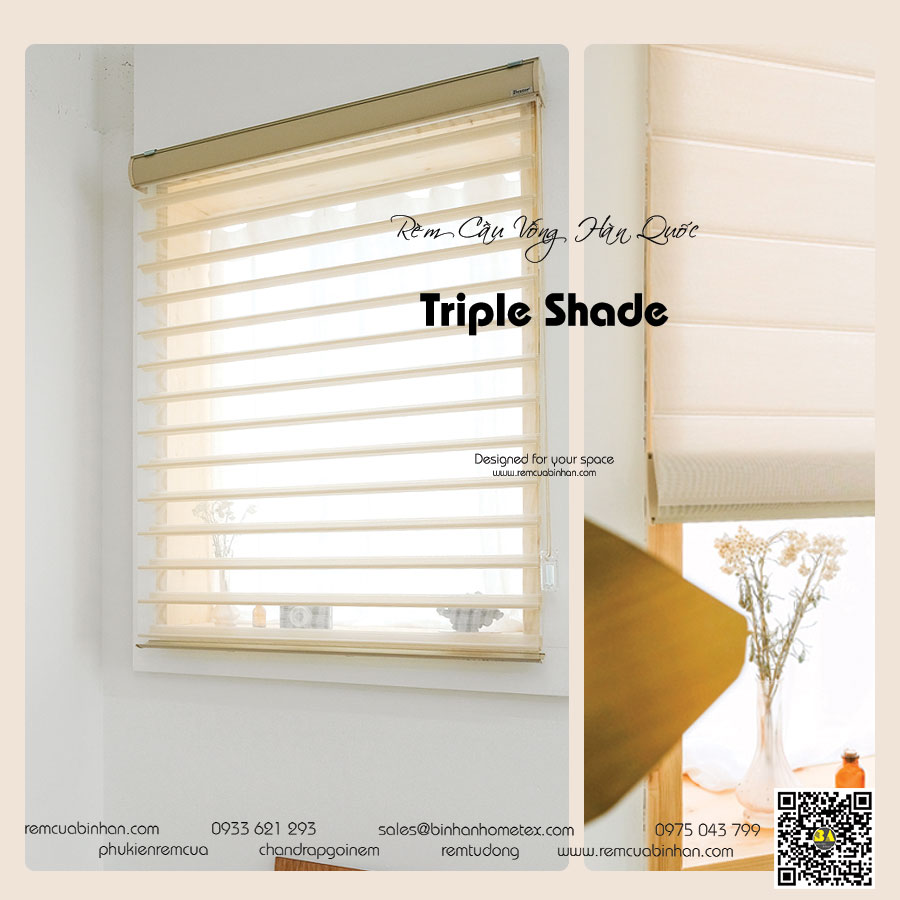 Rèm Cầu Vồng Hàn Quốc Triple Shade Mành Ngang Shangri-La Rèm Combi
