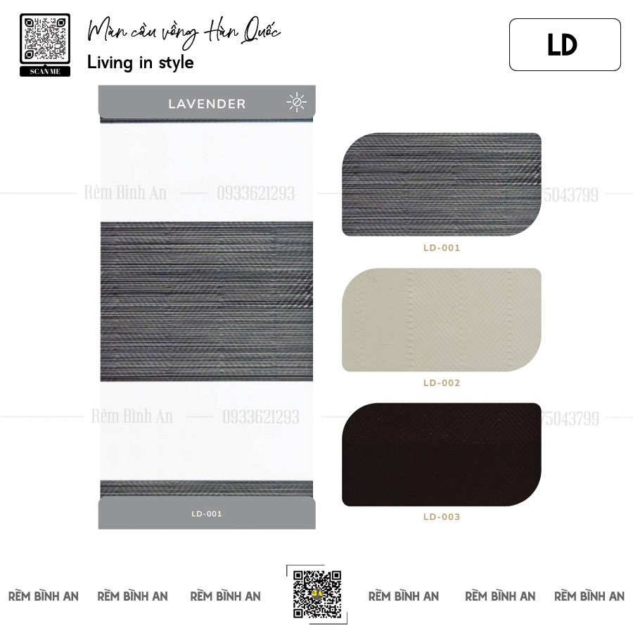 Rèm Cầu Vồng PADORA Lavender – Họa Tiết Bắc Âu, Tinh Tế Hiện Đại