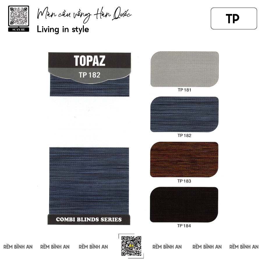 Rèm Cầu Vồng TOPAZ – Kháng Khuẩn, Cách Nhiệt, Chống UV