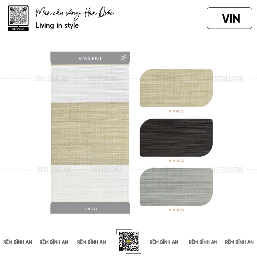 Rèm Cầu Vồng VINCENT – Vân Xước Ngang, Cản Sáng Hiệu Quả