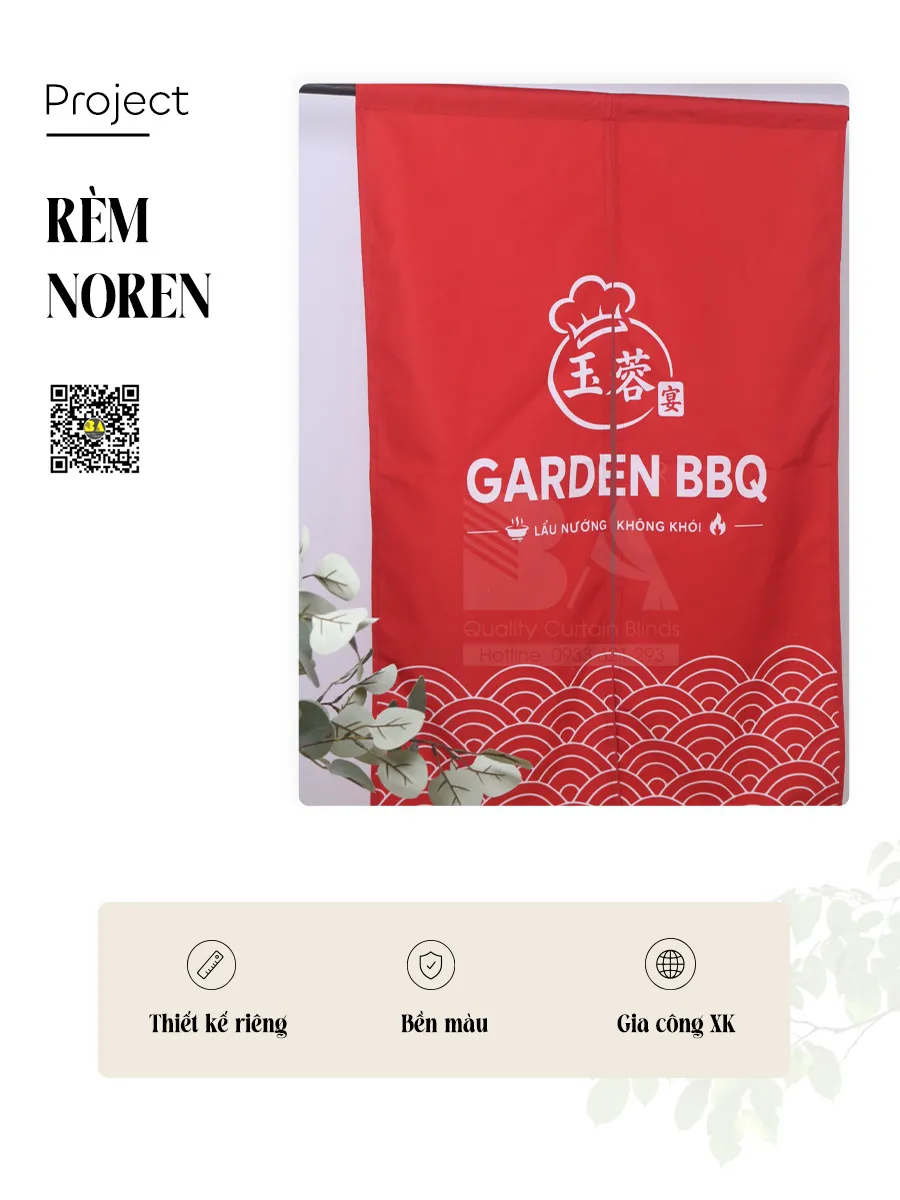 Rèm Noren Che Bếp In Logo Theo Yêu Cầu – In 2 Mặt, Made in Vietnam