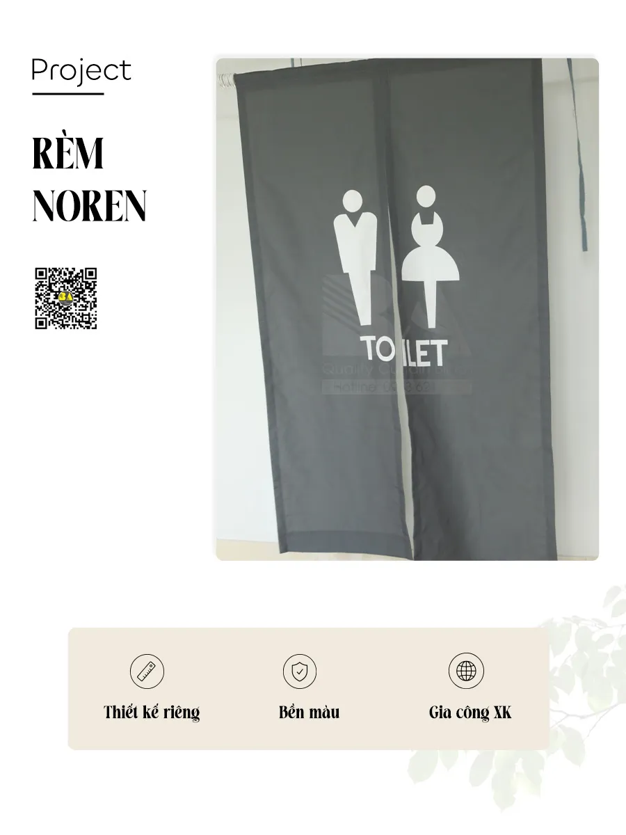 Rèm Che Toilet Màu Xám – Rèm Vải Ngăn WC, Nhà Vệ Sinh