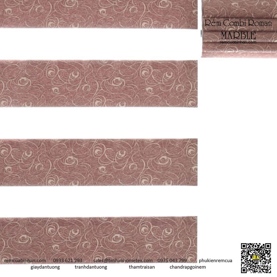 Rèm COMBI ROMAN Họa Tiết Hoa Văn Cổ Điển Vintage Màn Cửa Hàn Quốc MARBLE
