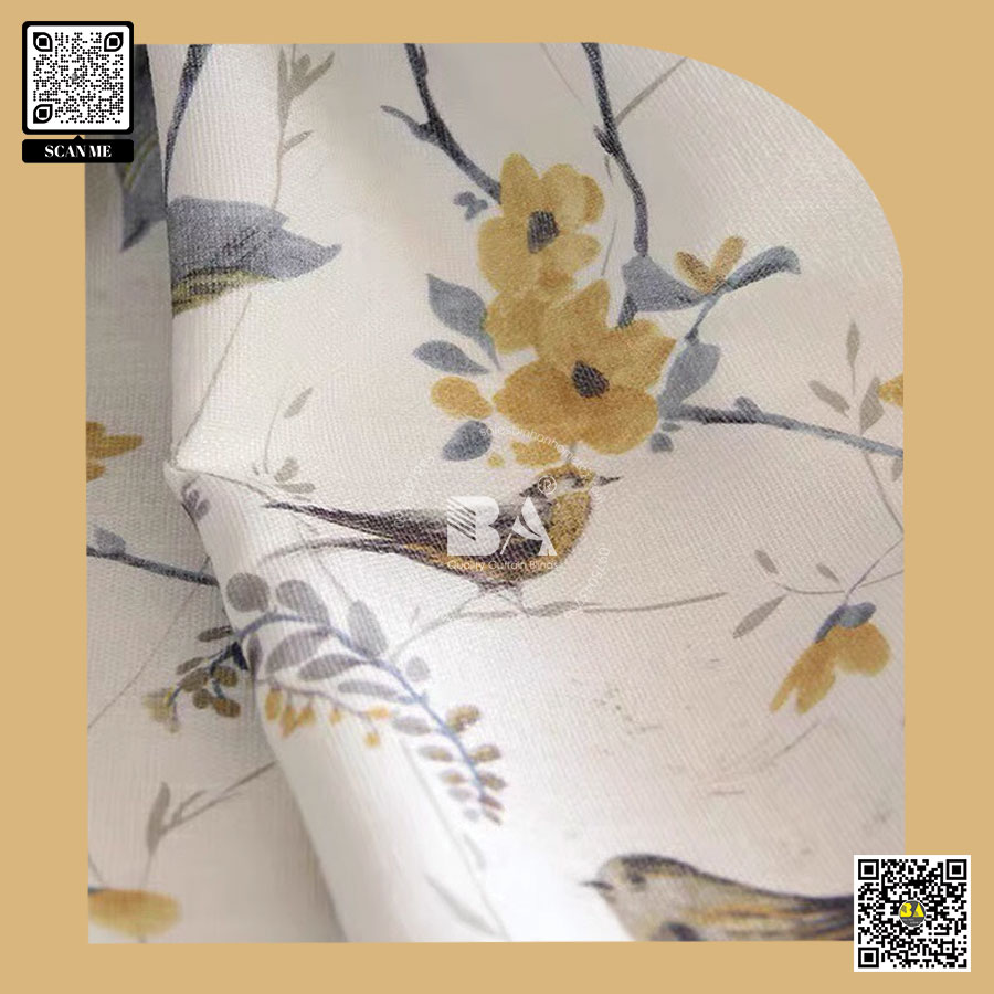 Rèm cửa chim và hoa cổ điển vintage retro - Màn cửa độc đáo