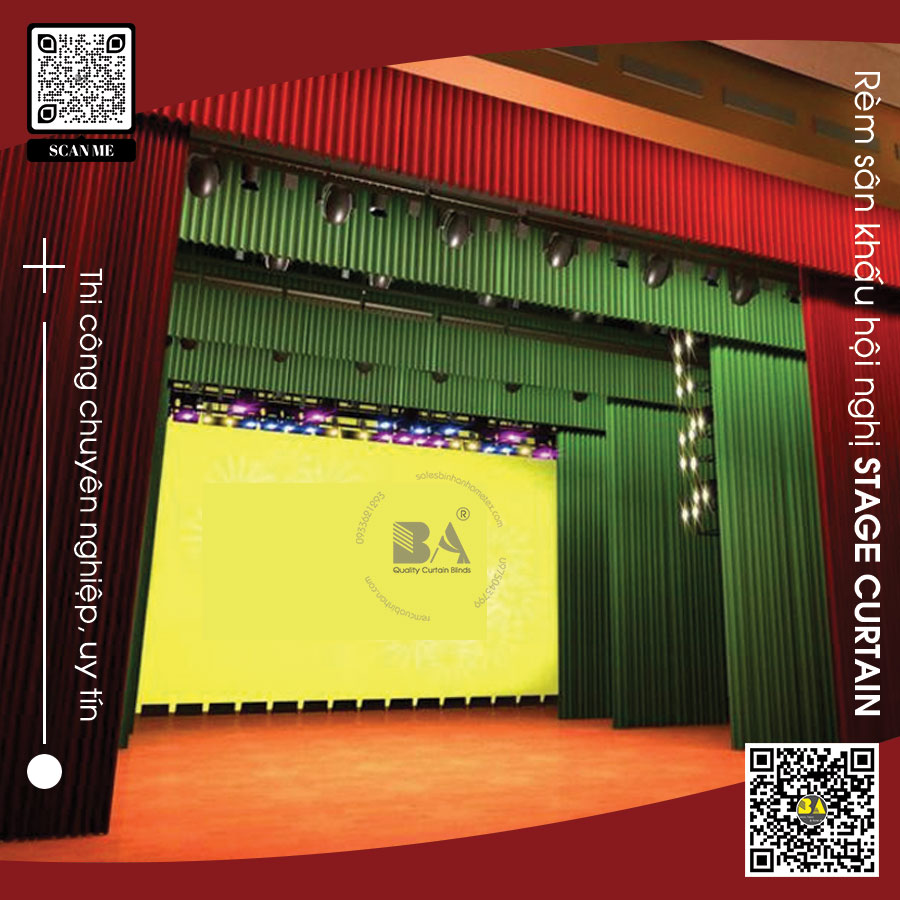 Rèm cửa hội nghị hội trường | Màn rèm sân khấu nhung cao cấp