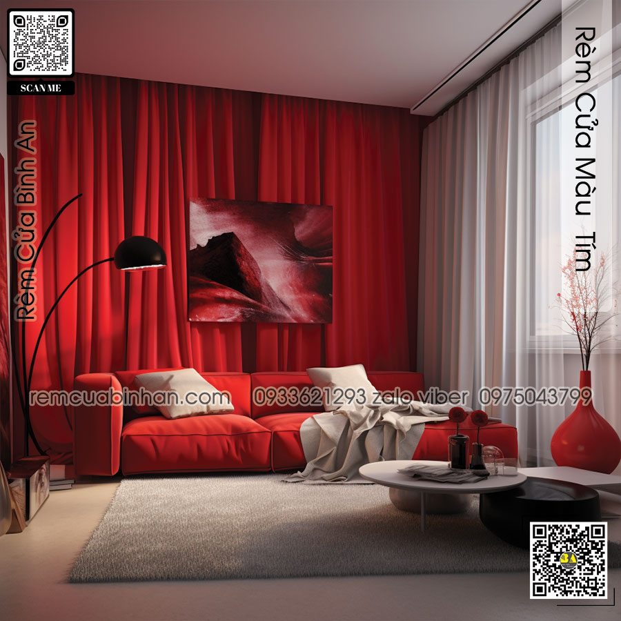 Rèm cửa màu đỏ lãng mạn | Sinh khí cho nhà | Rèm cửa Bình An