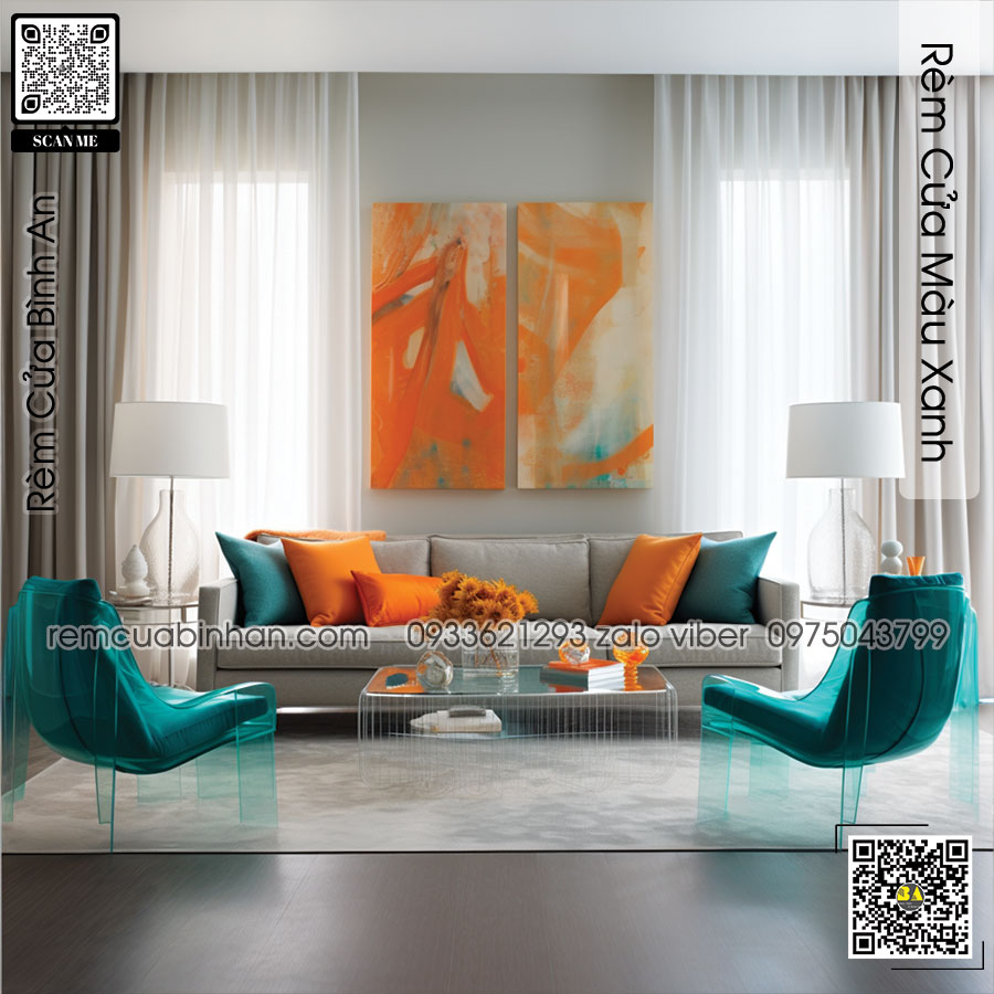 Rèm cửa màu xanh tươi mát | Tinh thần thư giãn | Rèm cửa Bình An