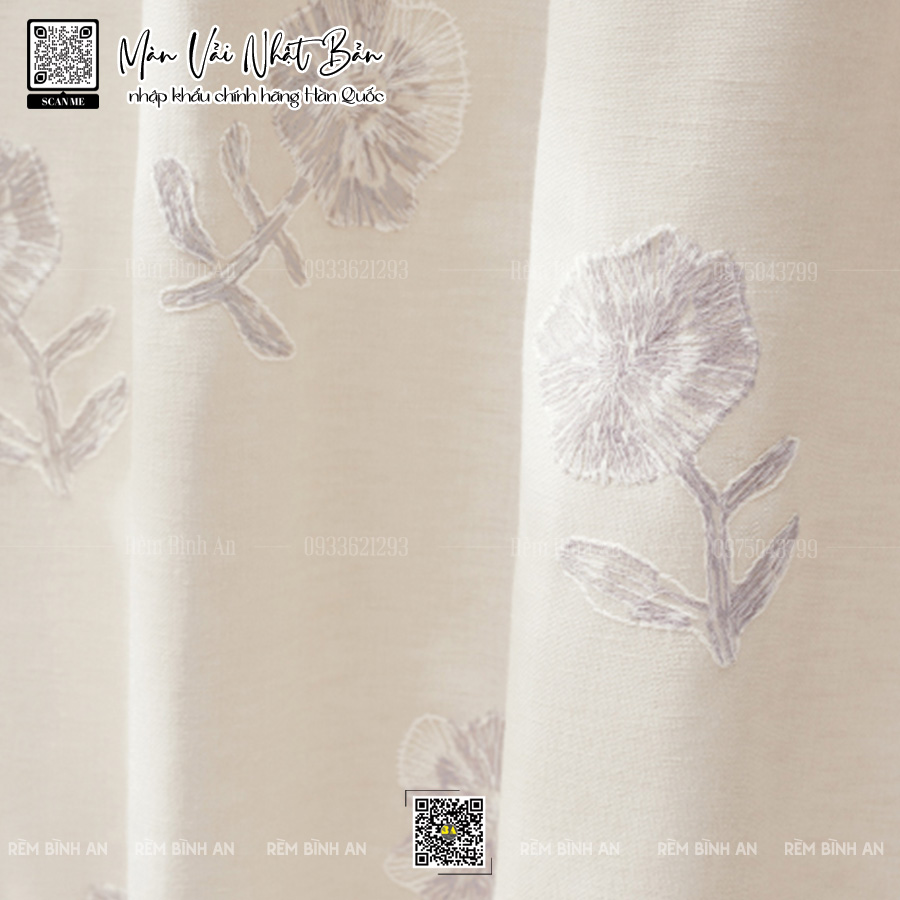 Rèm cửa Nhật Bản - Hoa văn sang trọng cho phòng ngủ villa