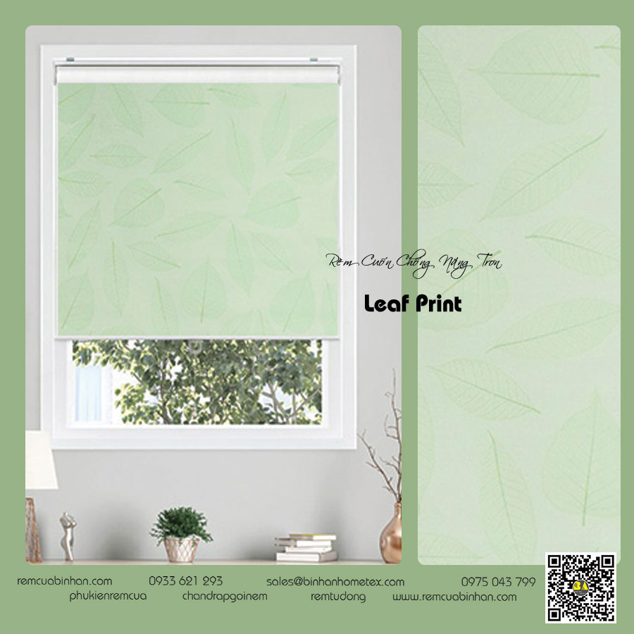 Rèm Cuốn Chống Nắng Hoa Văn Leaf Print Màn Cuốn Chống Nắng Phòng Ngủ