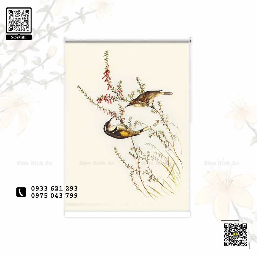 Rèm Cuốn Chống Nắng Tranh Chim và Hoa BÌNH AN