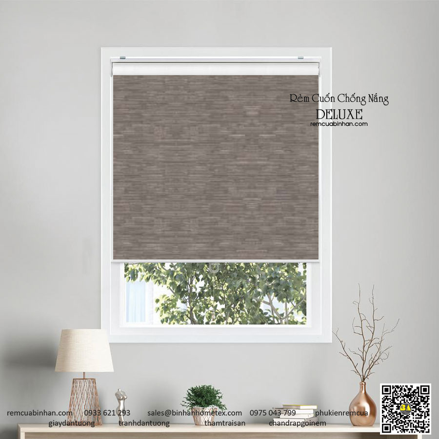 Rèm cuốn chống nắng vân gỗ - Giảm 50% tại Rèm cửa Bình An