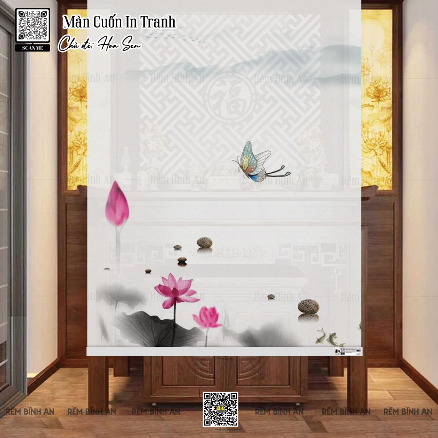 Rèm Cuốn Lưới Hoa Sen - Phong Cách Vintage